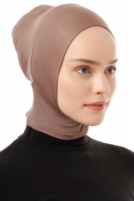 Elnara - Dunkeltaupe Plain Hijab Untertuch