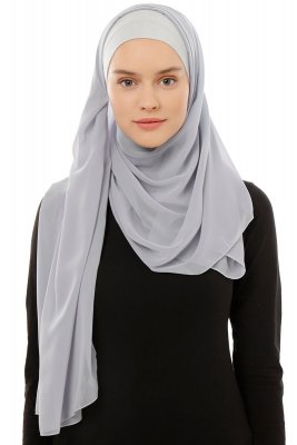 Alara Plain - Hellgrau One Piece Chiffon Hijab