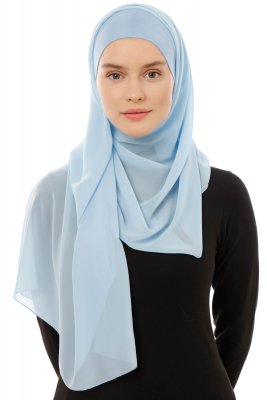Alara Plain - Hellblau One Piece Chiffon Hijab