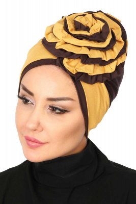 Clara - Senf & Braun Baumwolle Turban