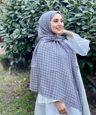 Qiana - Grau Gemustert Baumwolle Hijab