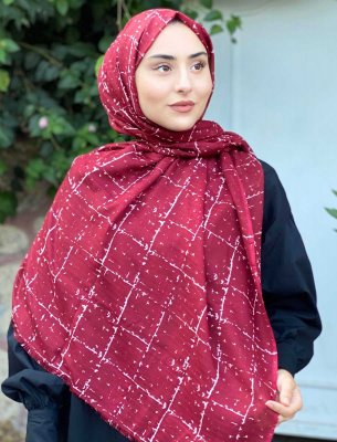 Zakiyah - Bordeaux Gemustert Baumwolle Hijab