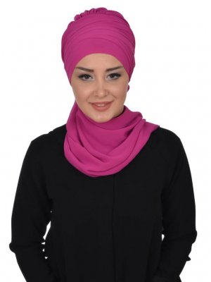 Zoe Fuchsia Chiffon Turban Sjal Hijab Ayse Turban 322810a