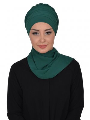 Zoe Mörkgrön Chiffon Turban Ayse Turban 322815-1
