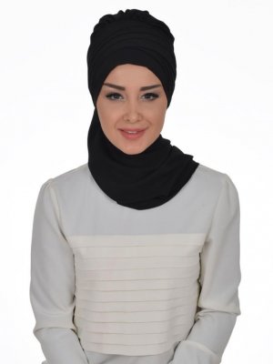Zoe Svart Chiffon Turban Ayse Turban 322801a