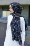 Tutku - Navy Blau & Weiß Gemustertes Hijab - Sal Evi