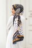 Gold Gemusterter Twill Hijab - Sal Evi
