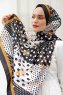 Gold Gemusterter Twill Hijab - Sal Evi
