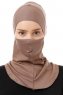 Damla - Dunkeltaupe Ninja Hijab Maske Untertuch