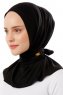 Sportif Plain - Schwarz & Gold Praktisch Viscose Hijab