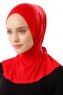 Sportif Plain - Rot Praktisch Viscose Hijab