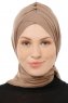 Isra Cross - Dunkeltaupe One-Piece Viscose Hijab