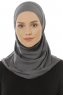 Hanfendy Plain Logo - Dunkelgrau One-Piece Hijab