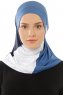 Esin - Indigo & Weiß & Navy Blau One-Piece Hijab