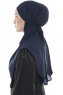 Ebrar - Navy Blau Crepe Chiffon Al Amira Hijab