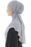 Ebrar - Hellgrau Crepe Chiffon Al Amira Hijab