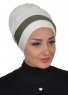 Elsa - Creme & Khaki Baumwolle Turban