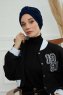 Laura - Navy Blau Baumwolle Turban