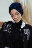 Laura - Navy Blau Baumwolle Turban
