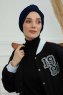 Laura - Navy Blau Baumwolle Turban