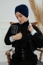 Laura - Navy Blau Baumwolle Turban