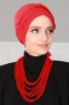 Olivia - Rot Baumwolle Turban - Ayse Turban