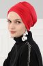 Linda - Rot Baumwolle Turban - Ayse Turban