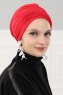 Linda - Rot Baumwolle Turban - Ayse Turban