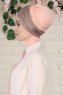 Fiona - Dunkeltaupe & Altrosa Baumwolle Turban