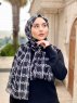 Ayah - Schwarz Gemustert Baumwolle Hijab - Mirach