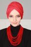 Fiona - Rot Baumwolle Turban - Ayse Turban
