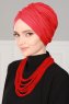 Fiona - Rot Baumwolle Turban - Ayse Turban