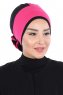 Clara - Fuchsie & Schwarz Baumwolle Turban