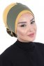 Clara - Khaki & Senf Baumwolle Turban