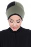 Clara - Khaki & Schwarz Baumwolle Turban