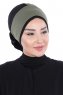 Clara - Khaki & Schwarz Baumwolle Turban
