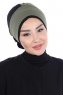 Clara - Khaki & Schwarz Baumwolle Turban