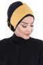 Clara - Senf & Schwarz Baumwolle Turban