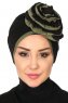 Clara - Schwarz & Khaki Baumwolle Turban