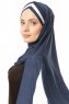 Duru - Navy Blau & Creme Jersey Hijab