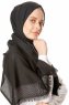 Ebru Svart Bomull Hijab Sjal 30042-3