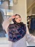 Elyas - Navy Blau Gemustert Baumwolle Hijab - Mirach