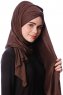 Eslem - Braun Pile Jersey Hijab - Ecardin