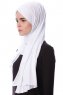 Eslem - Weiß Pile Jersey Hijab - Ecardin