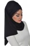 Filippa - Schwarz Baumwolle Praktisch Hijab - Ayse Turban