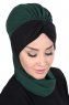 Gill - Dunkelgrün & Schwarz Praktisch Hijab