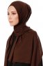 Hande - Dunkelbraun Baumwolle Hijab - Gülsoy