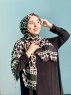 Iza - Schwarz & Creme Gemustert Baumwolle Hijab - Mirach