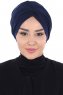 Jill - Navy Blau Baumwolle Turban - Ayse Turban