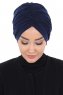 Jill - Navy Blau Baumwolle Turban - Ayse Turban